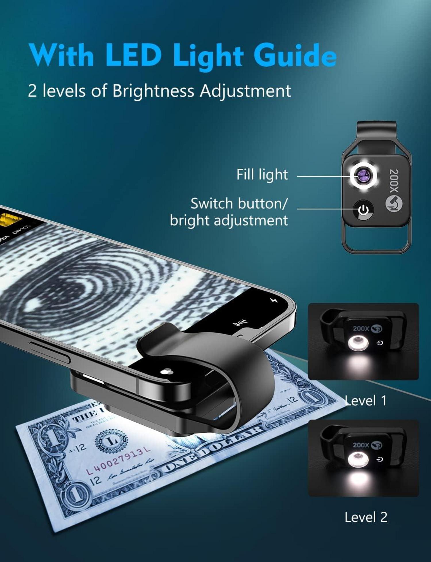 200X Mini-Mikroskop für Smartphone LED Licht Tragbar Mikro-Welten entdecken