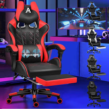 Ergonomischer Gaming-Stuhl mit Fußstütze und Lendenwirbelkissen, Rot