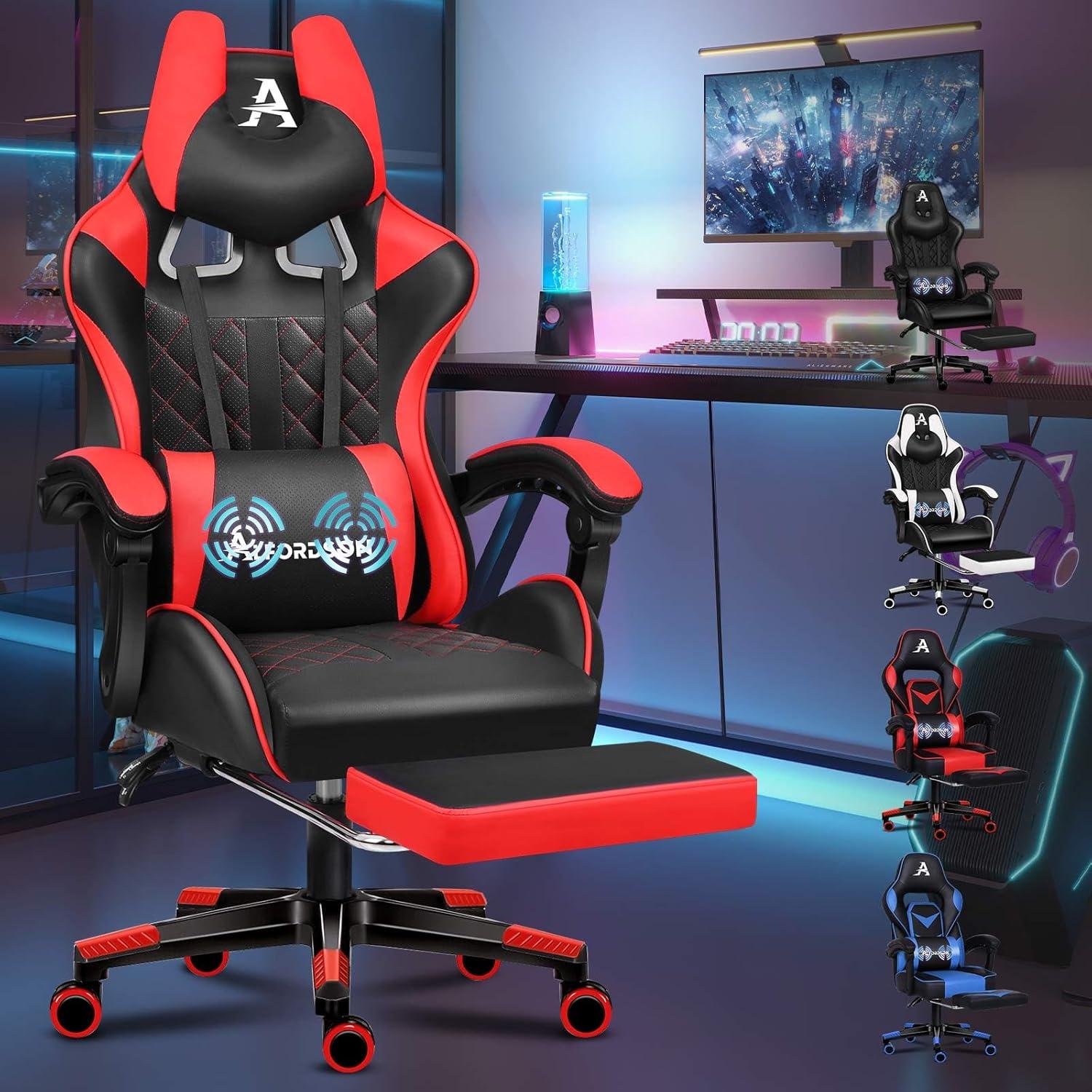 Ergonomischer Rennsport-Gaming-Stuhl mit Fußstütze und