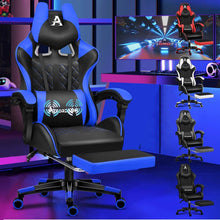 Gaming-Stuhl mit Fußstütze und Lendenwirbelkissen, ergonomisch, höhere