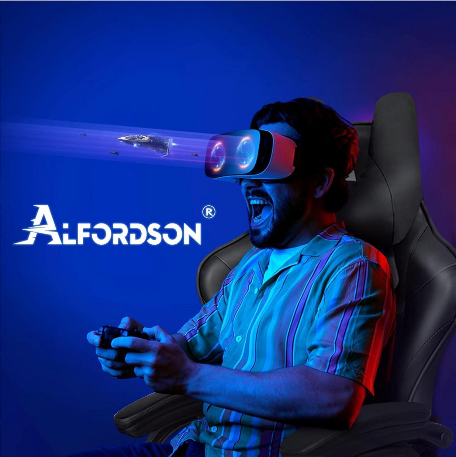 Gaming-Stuhl mit Fußstütze und Lendenkissen, ergonomisch, 150° Neigung, 180