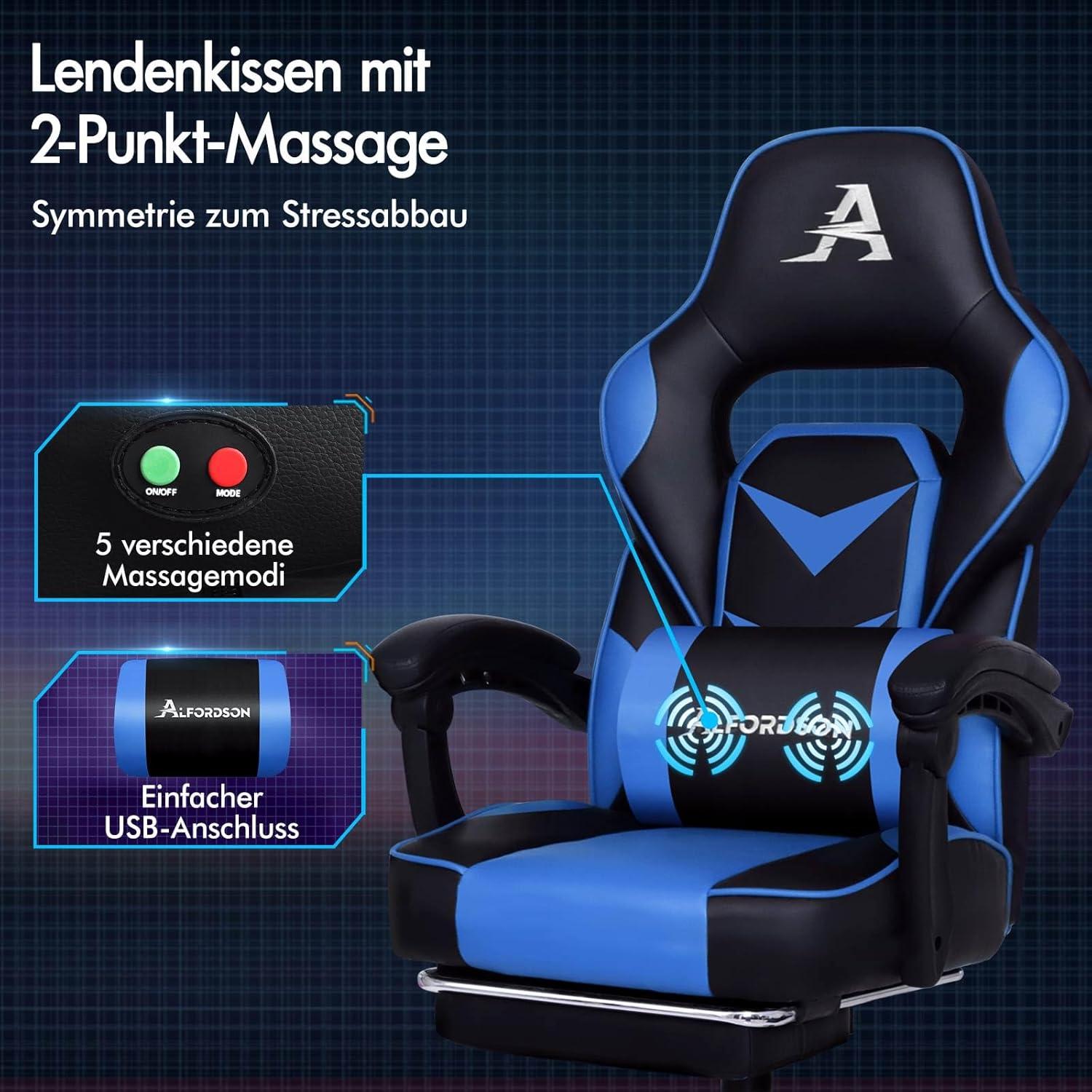 Gaming Stuhl Racing Executive Bürostuhl mit Fußstütze PU Leder