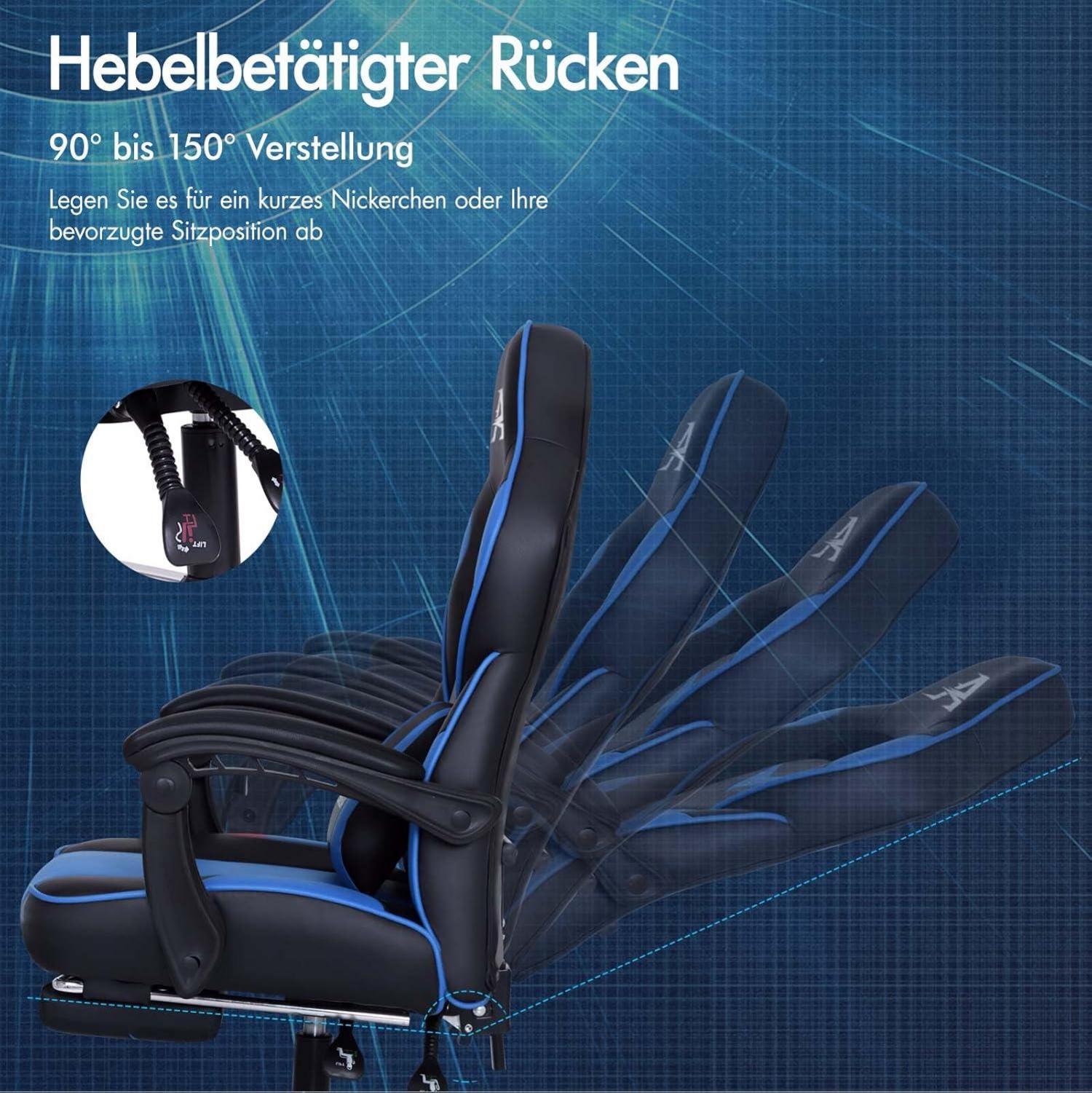 Gaming Stuhl Racing Stuhl Executive Sport Gordon Bürostuhl Blau