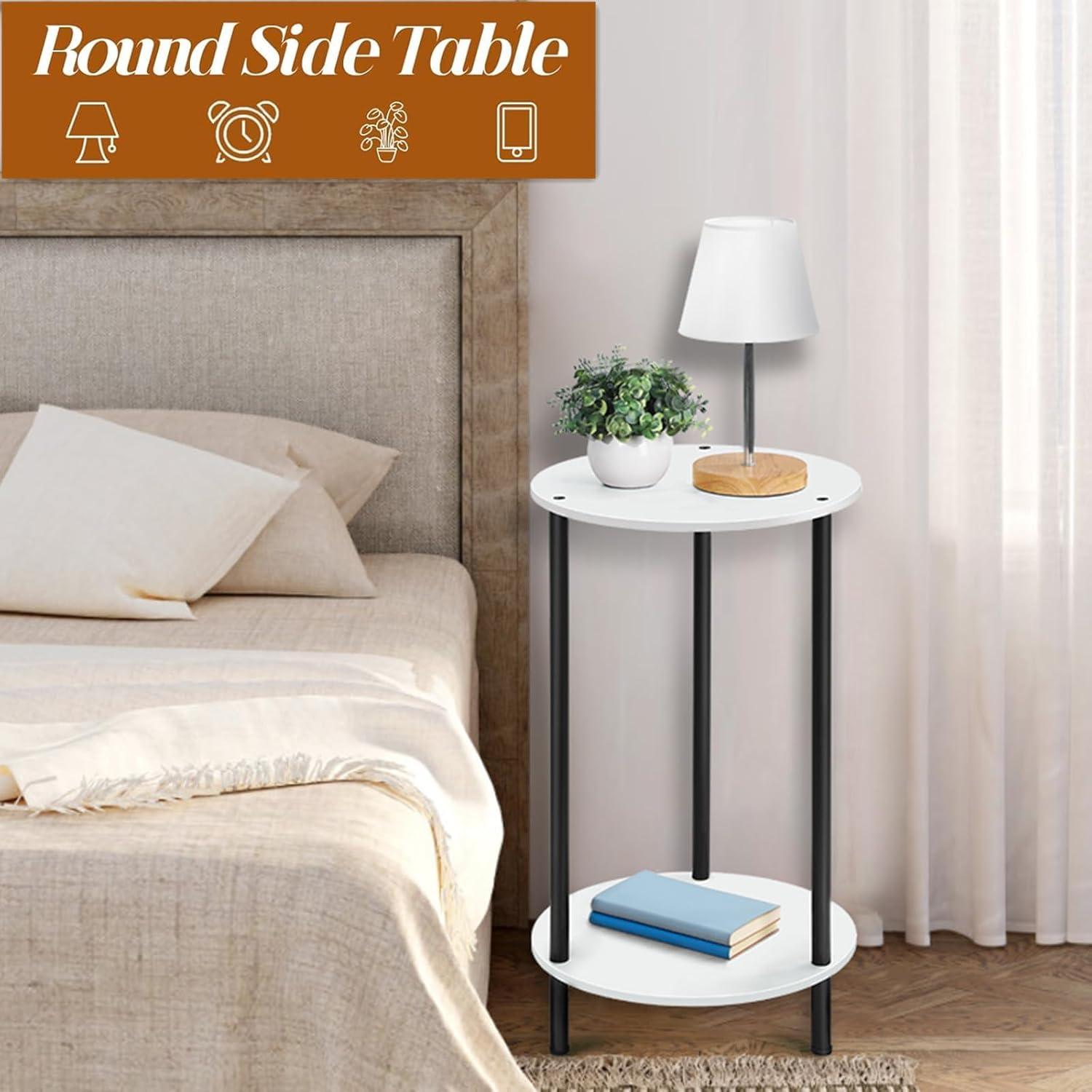 LIANTRAL Runder Couchtisch 2er Set mit Ablagen MDF Metall