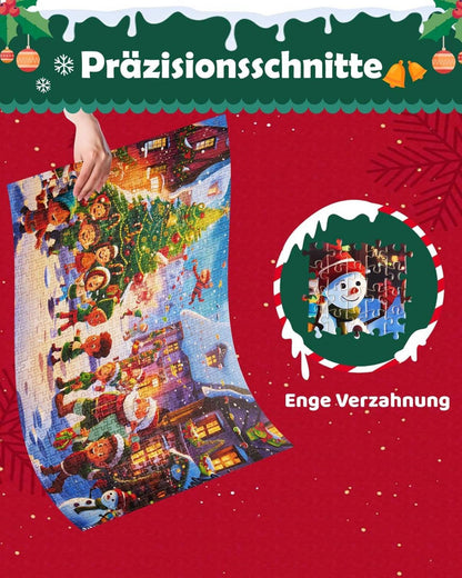 Gleamkid Puzzle Adventskalender 2024, 1000 Teile, Weihnachtsgeschenk & Hausdekoration