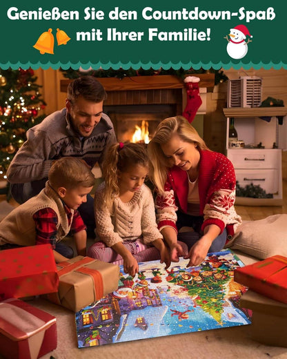 Weihnachts Puzzle Adventskalender 2024 1000 Teile Countdown Geschenk