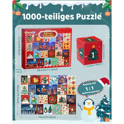 Gleamkid Puzzle Adventskalender 2024, 24 Teile 1000 Teile Puzzles Countdown bis