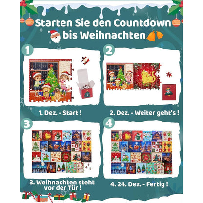 Gleamkid Puzzle Adventskalender 2024, 24 Teile 1000 Teile Puzzles Countdown bis