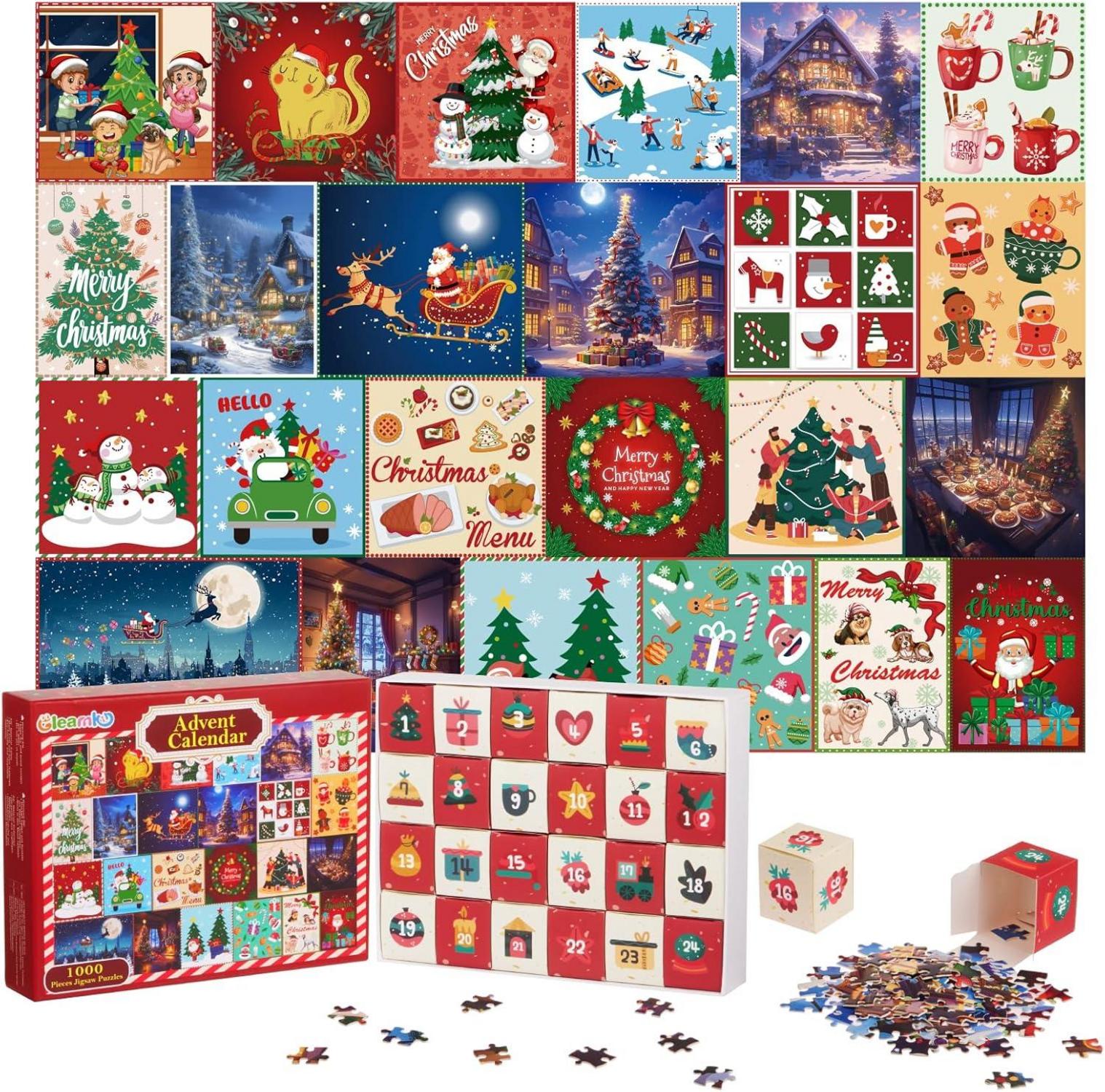 Gleamkid Weihnachts Countdown Puzzle 2024, 1000 Teile