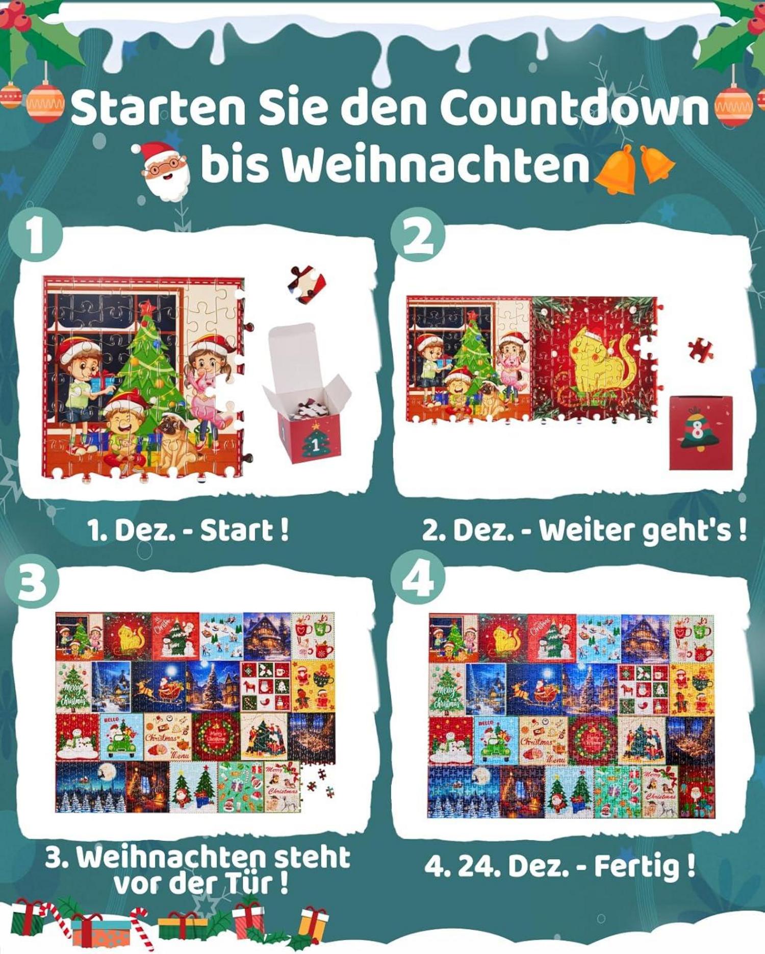 Gleamkid Weihnachts Puzzle Adventskalender 2024, 24-teilig