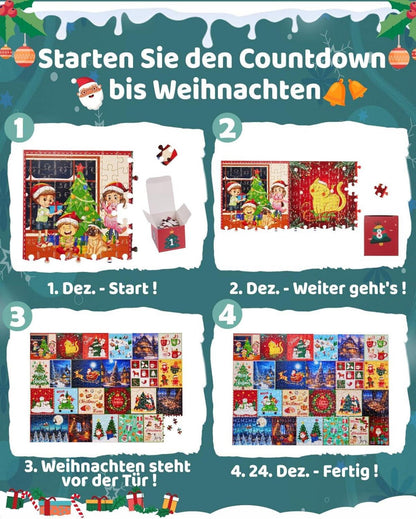 Gleamkid Weihnachts Puzzle Adventskalender 2024, 24-teilig