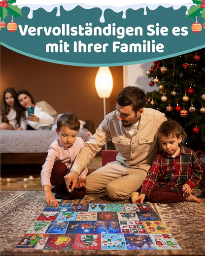 Gleamkid Puzzle Adventskalender 2024, 24-teilig 1000 Teile Weihnachts Countdown für Kinder und Erwachsene