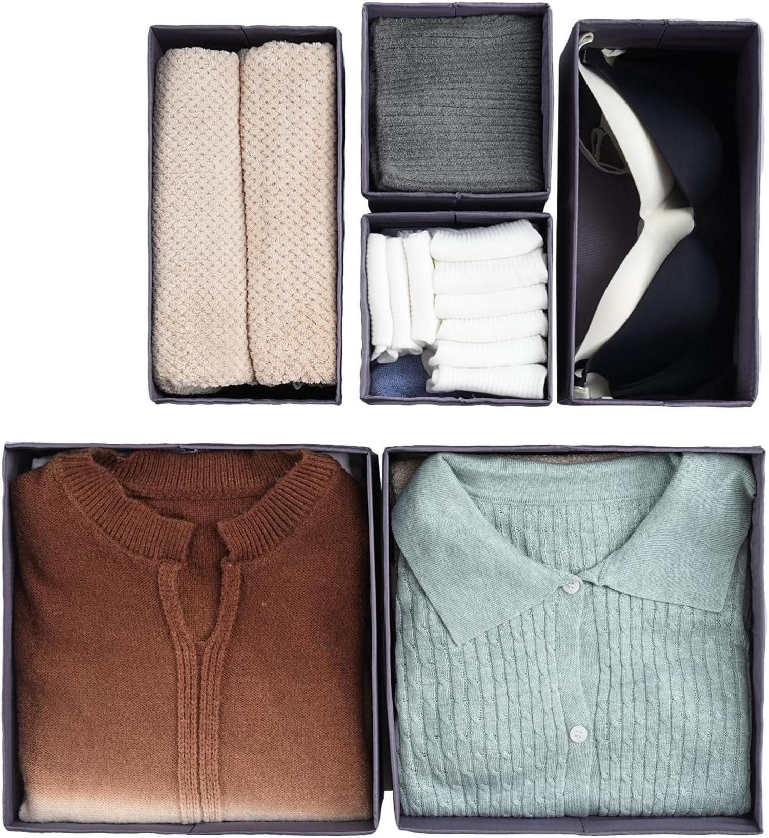 Schubladen Organizer 6er-Set Stoff Dunkelgrau Aufbewahrung