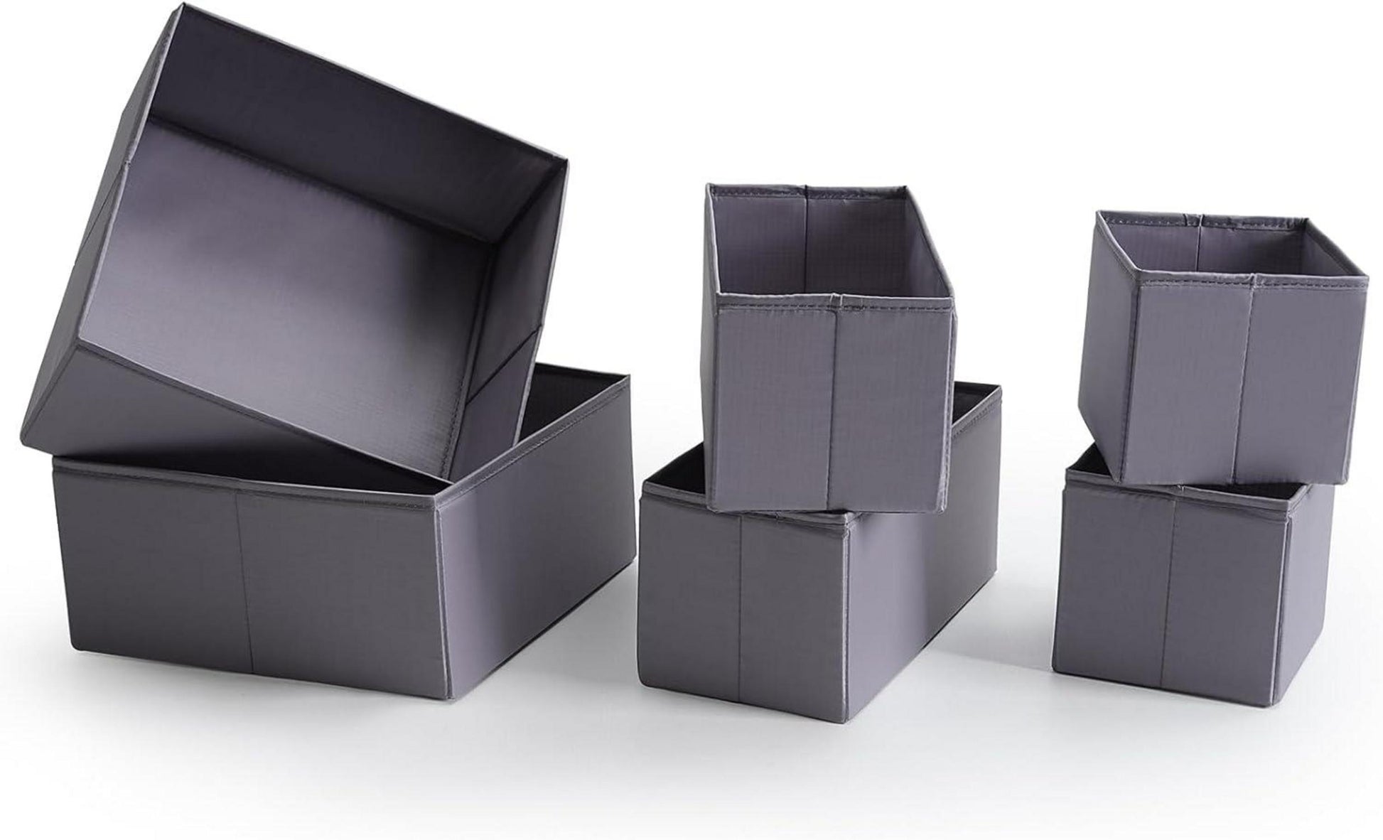 Schubladen Organizer Set 6er Aufbewahrungsboxen Dunkelgrau Magnetische