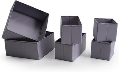 Schubladen Organizer Set 6er Aufbewahrungsboxen Dunkelgrau Magnetische
