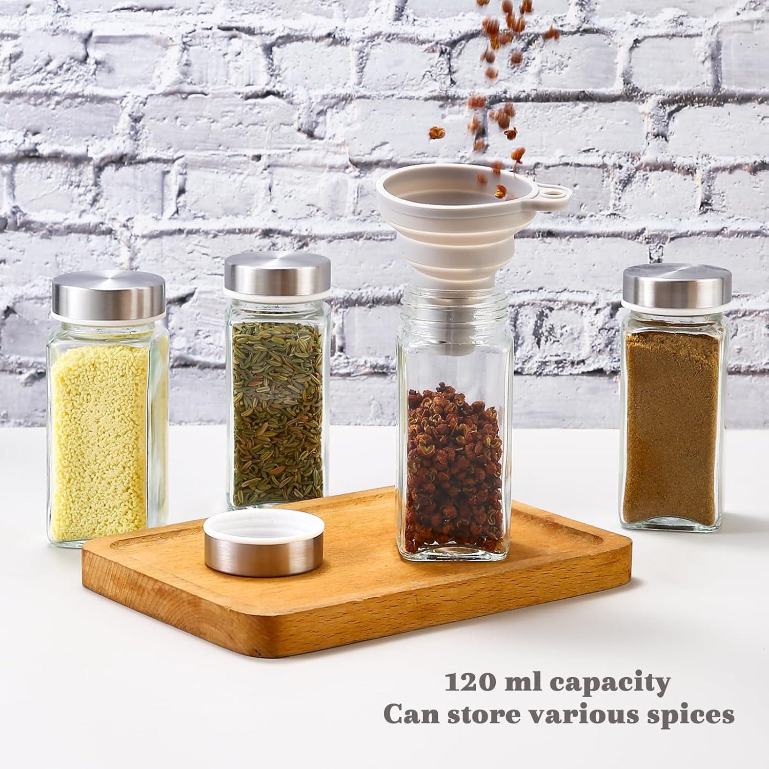 LUFEVRM 24-teiliges Gewürzgläser Set, 120ml, mit 300 Etiketten