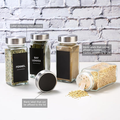 24 Gewürzgläser Set 120ml mit Etiketten Streueinsatz