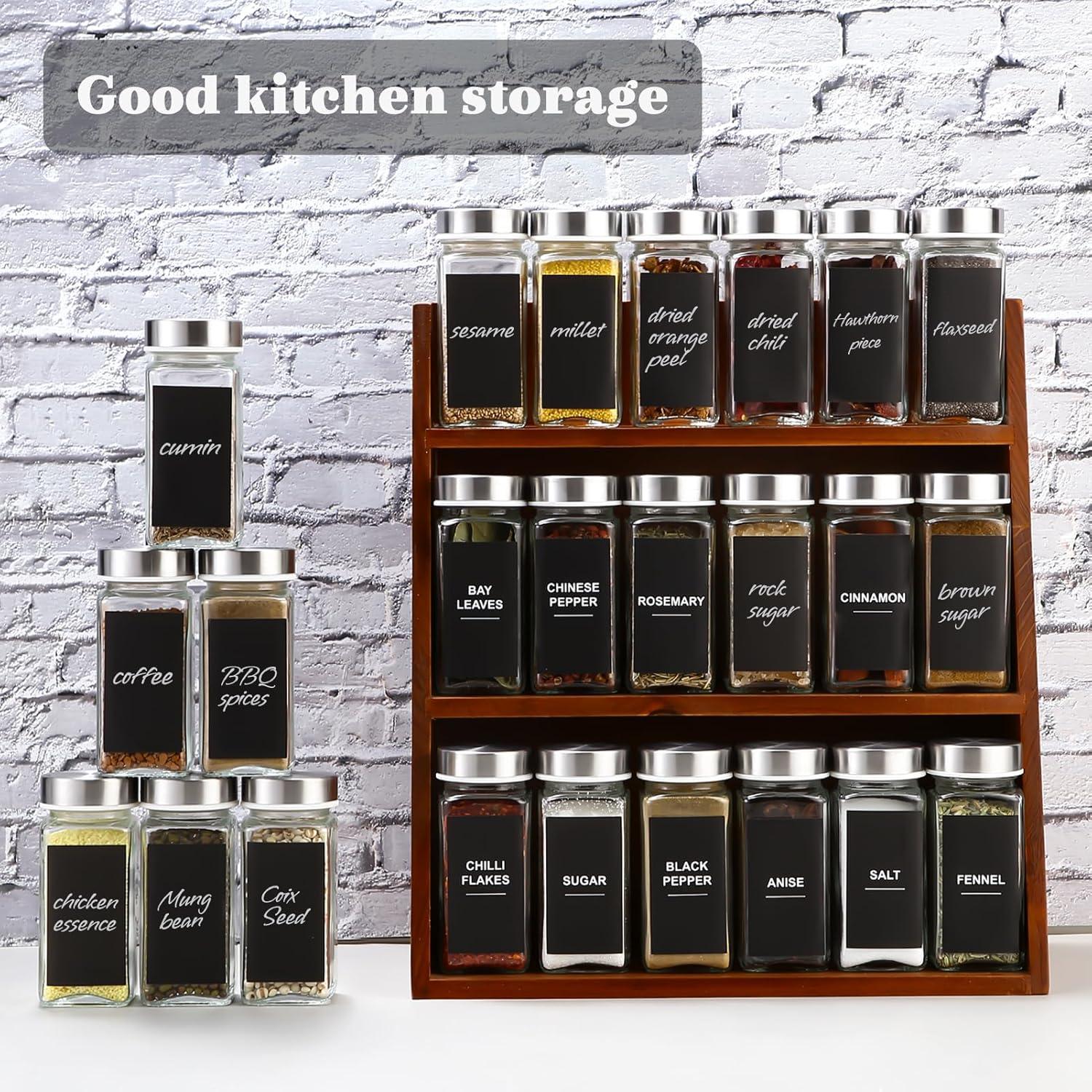 LUFEVRM 24-teiliges Gewürzgläser Set, 120ml, mit 300 Etiketten