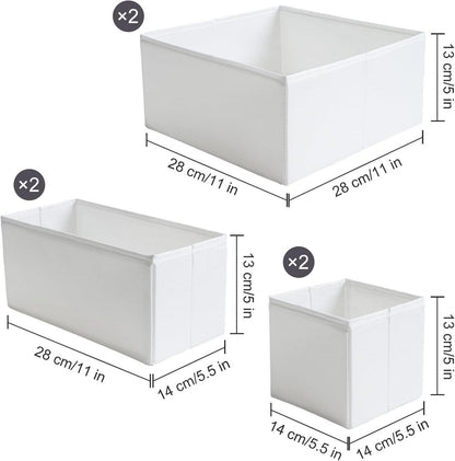 Schubladen Organizer 6er-Set Weiß, Strapazierfähiger