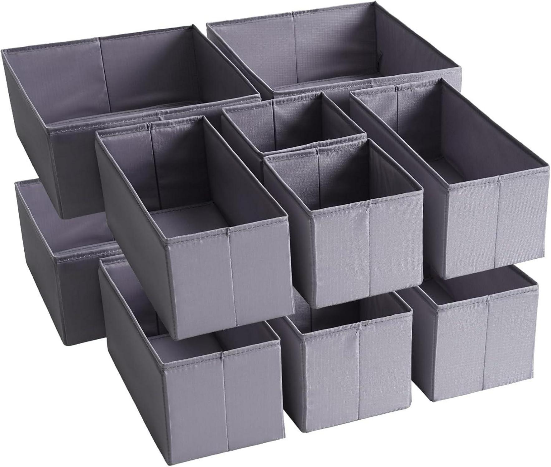 Schubladen Organizer 12er-Set Dunkelgrau Stoff Waschbar mit