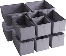 Schubladen Organizer 12er-Set Dunkelgrau Stoff Waschbar mit