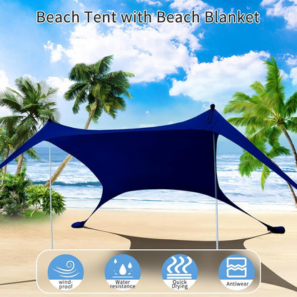 Cuupo Strandzelt Pop-Up LSF 50 2x2.1m Lycra Marineblau
