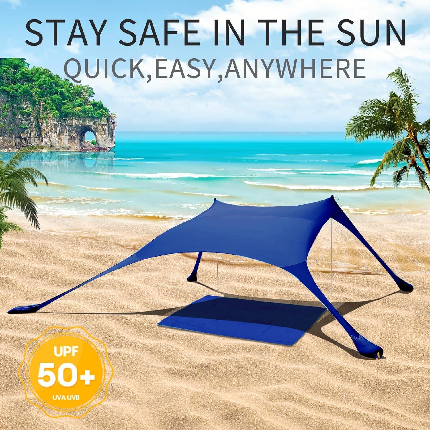 Strandzelt Pop-Up Lycra 2x2.1m LSF 50 Anti-Wind Sonnenschutz