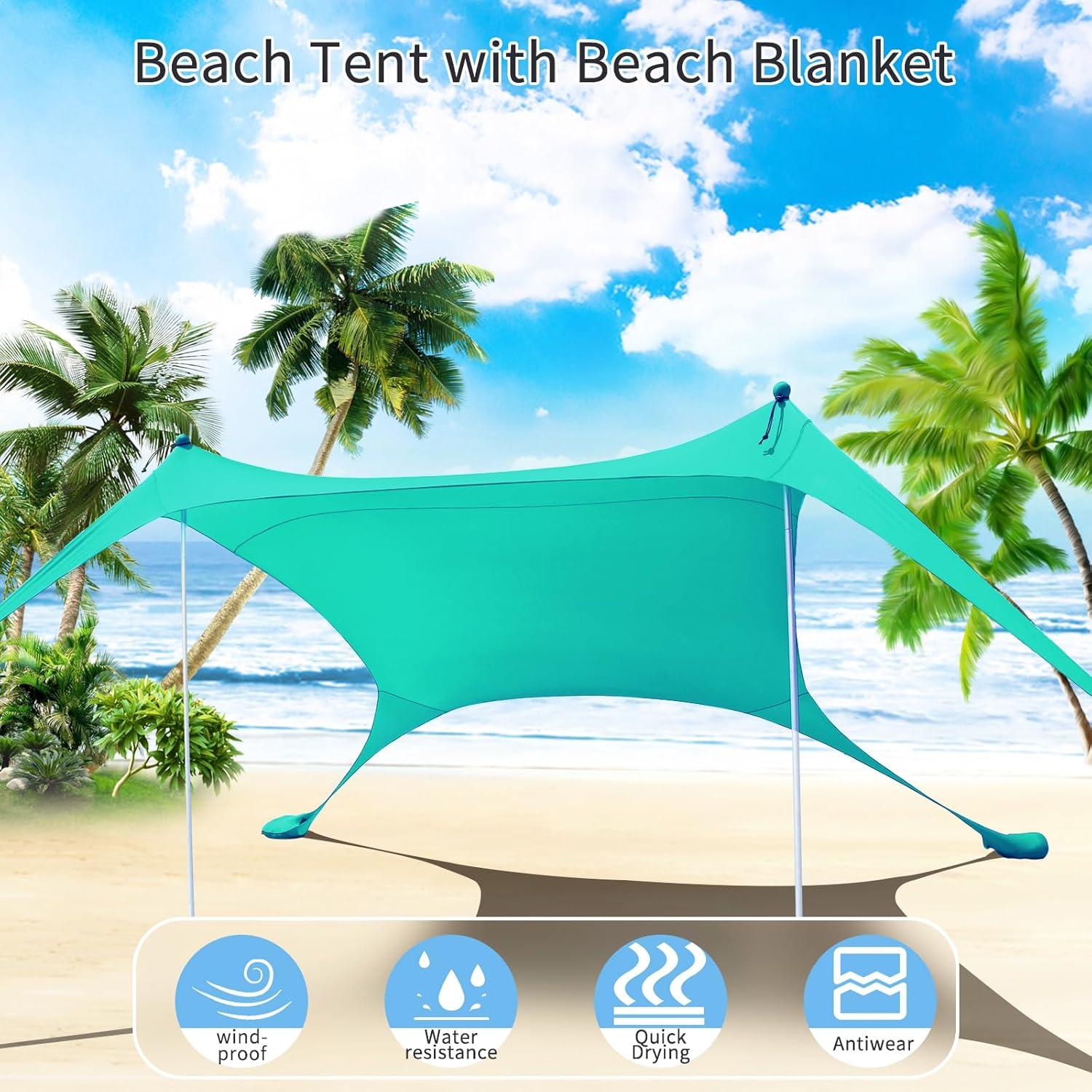 Cuupo Strandzelt Pop-Up LSF 50 2x2.1m Lycra Sonnenschutz
