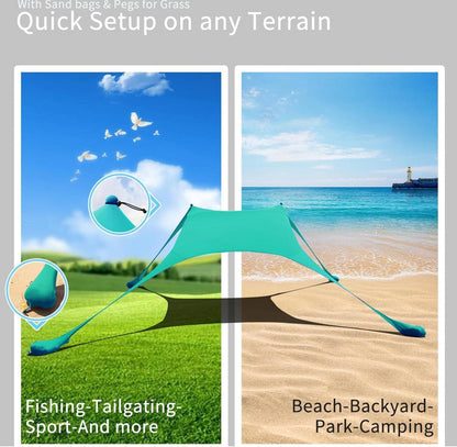 Strandzelt Pop-Up 2x2.1m LSF 50 Lycra Sonnenschutz Anti-Wind