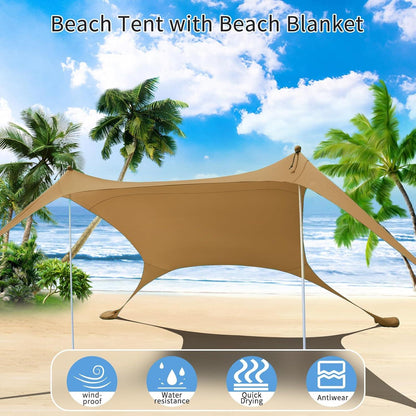 Cuupo Pop-Up Strandzelt 2x2.1m LSF 50 Lycra Sonnenschutz
