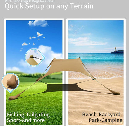 Strandzelt Pop-Up LSF 50 Lycra Sonnenschutz Stabilitätsstangen Khaki