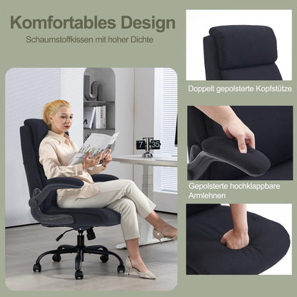 Ergonomischer Bürostuhl mit Rückenlehne und Armlehne - Schwarz