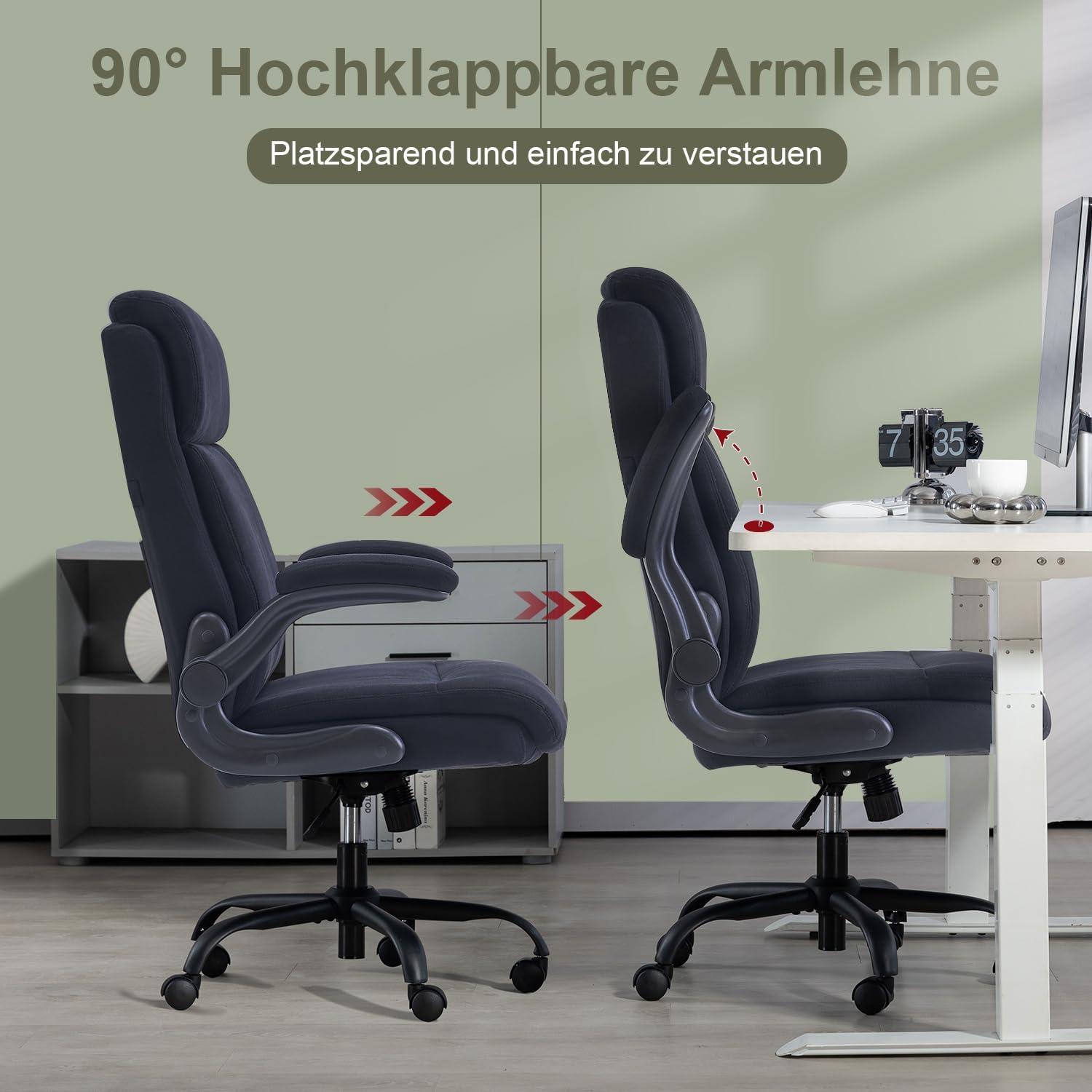 Ergonomischer Bürostuhl Schwarz Hochklappbare Armlehne 150kg