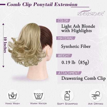 Kurzes Blondes Ponytail Extension, 25cm Welliger
