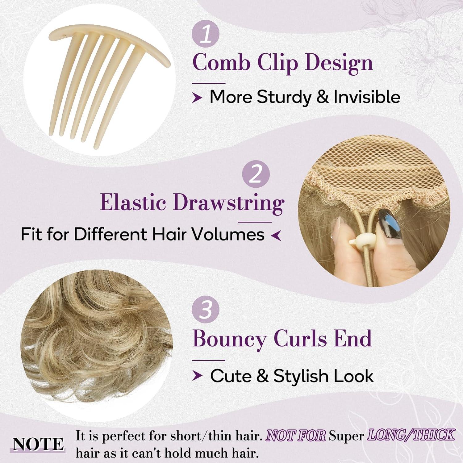 Kurzes Blondes Welliges Ponytail Extension Haarteil 25cm mit Kordelzug