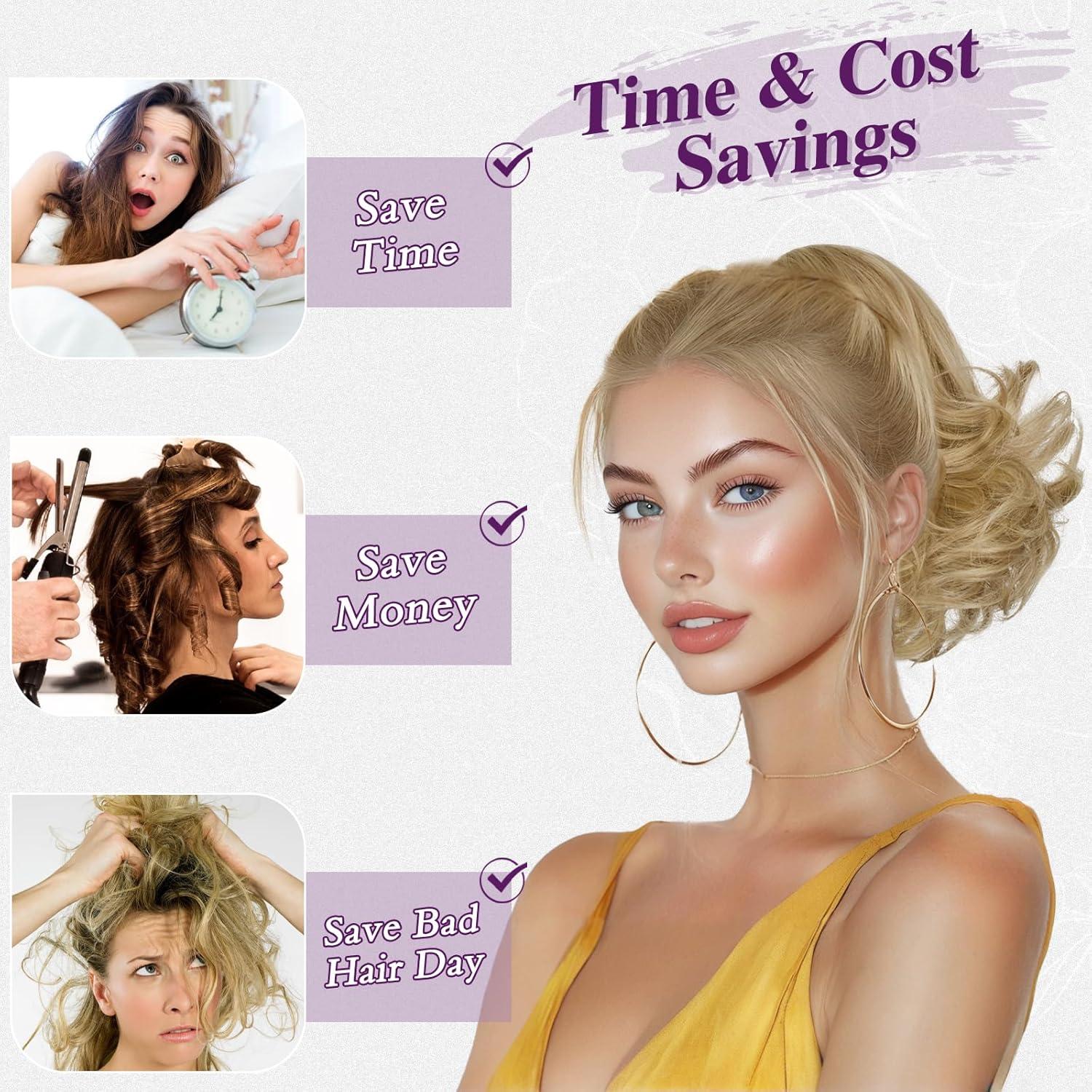 Blondes Ponytail Extension 25cm Haarteil Synthetisch Welliger Pferdeschwanz