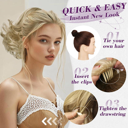 Blonde 25cm Ponytail Extension Welliger Pferdeschwanz Haarteil Komplettset