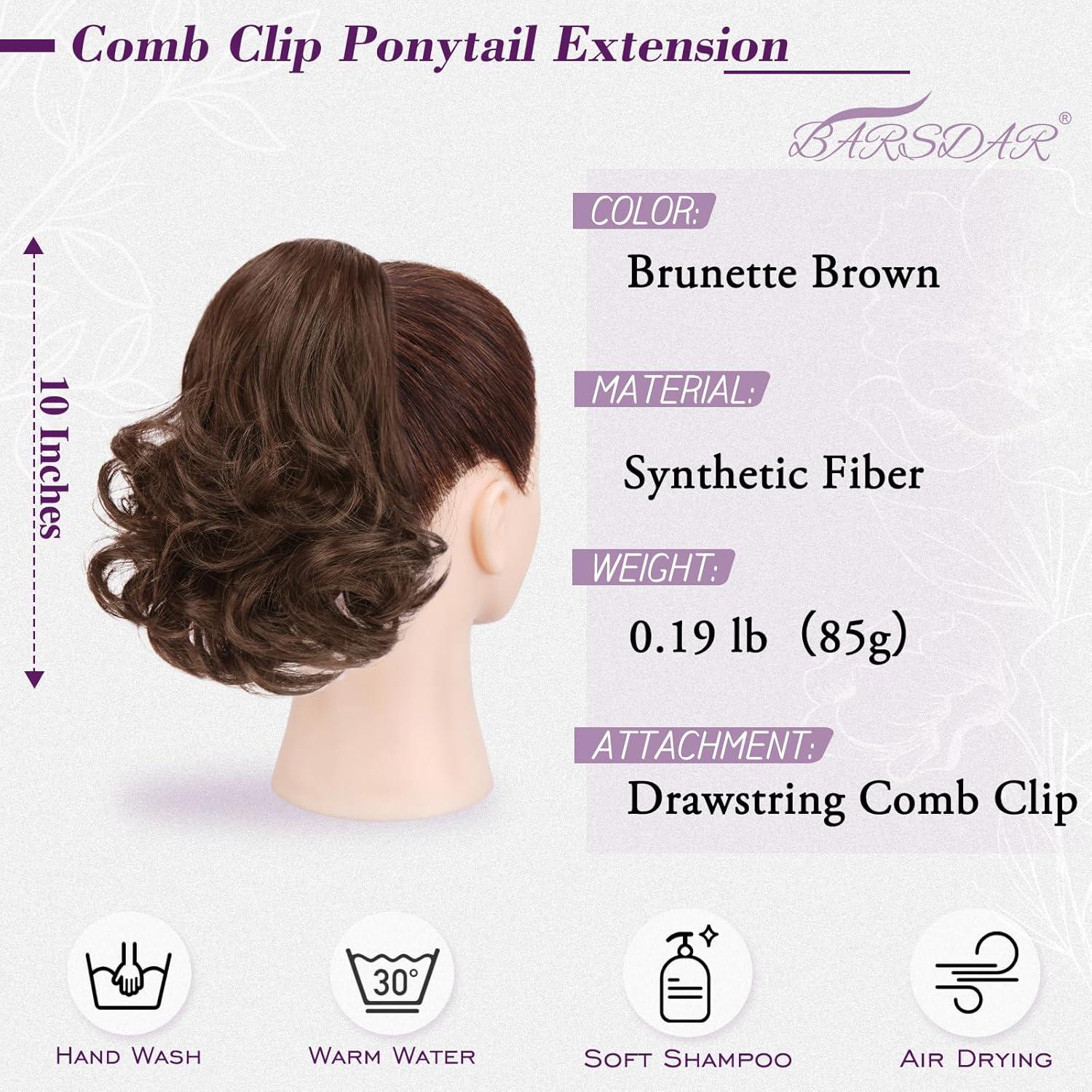 25cm Kurze Braun Synthetisch Ponytail Extension mit