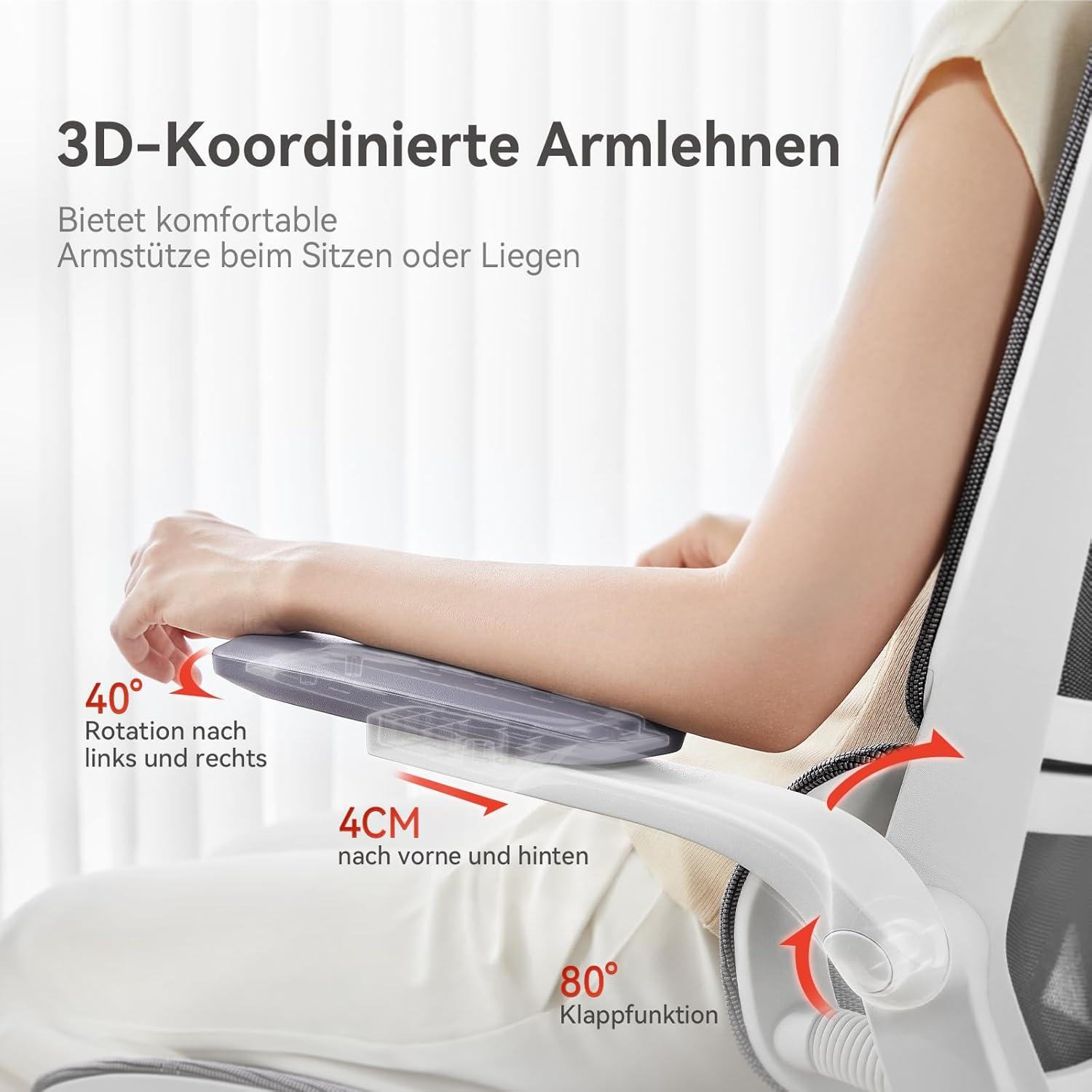 Ergonomischer Bürostuhl 3D-armlehnen Doppelsitzlehnen Weiß Mesh SIHOO M59AS