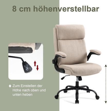 Ergonomischer Bürostuhl Stoff Beige Rückenlehne Armlehne Wippfunktion