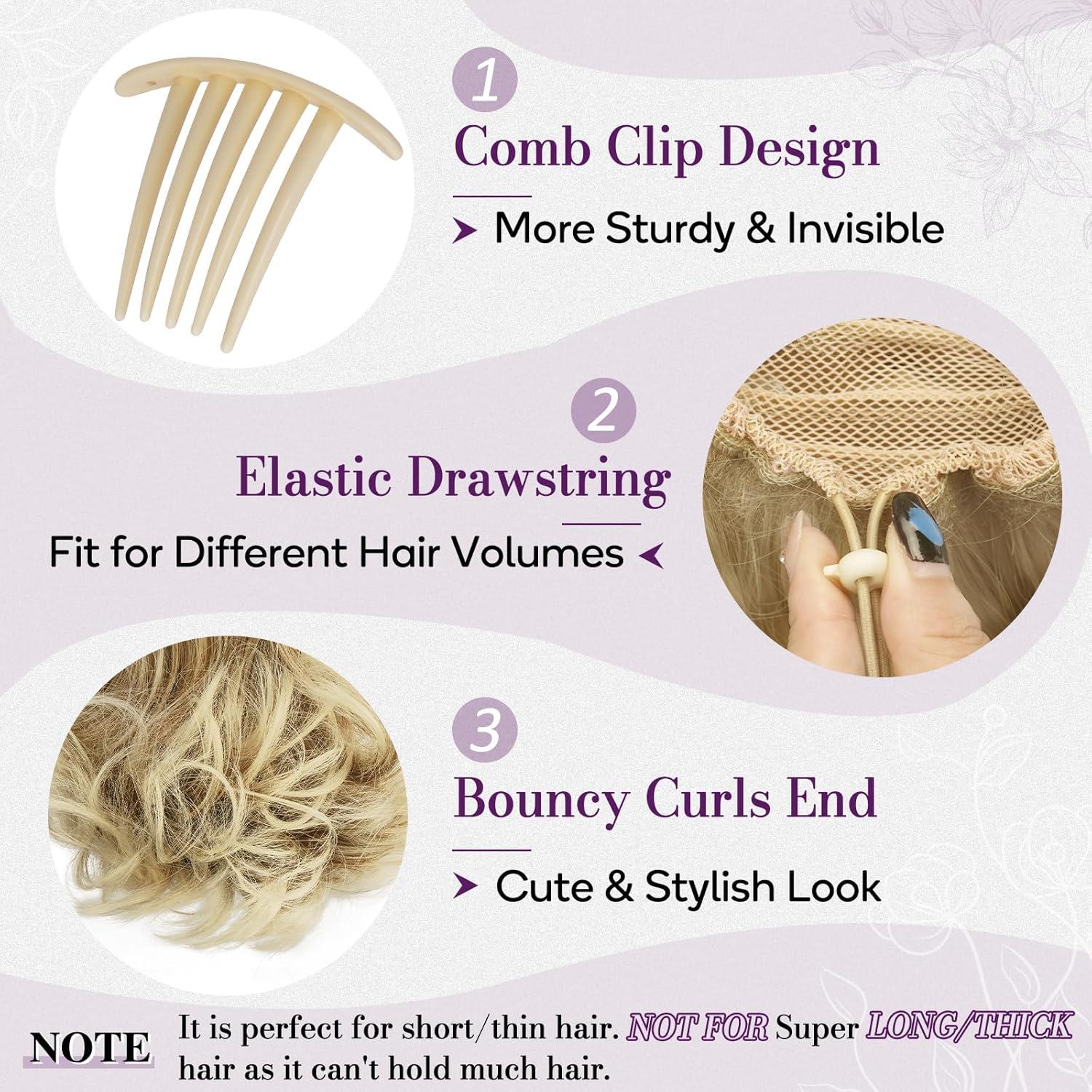 Wellige Blond Haarverlängerung Pferdeschwanz 25cm - Synthetisch