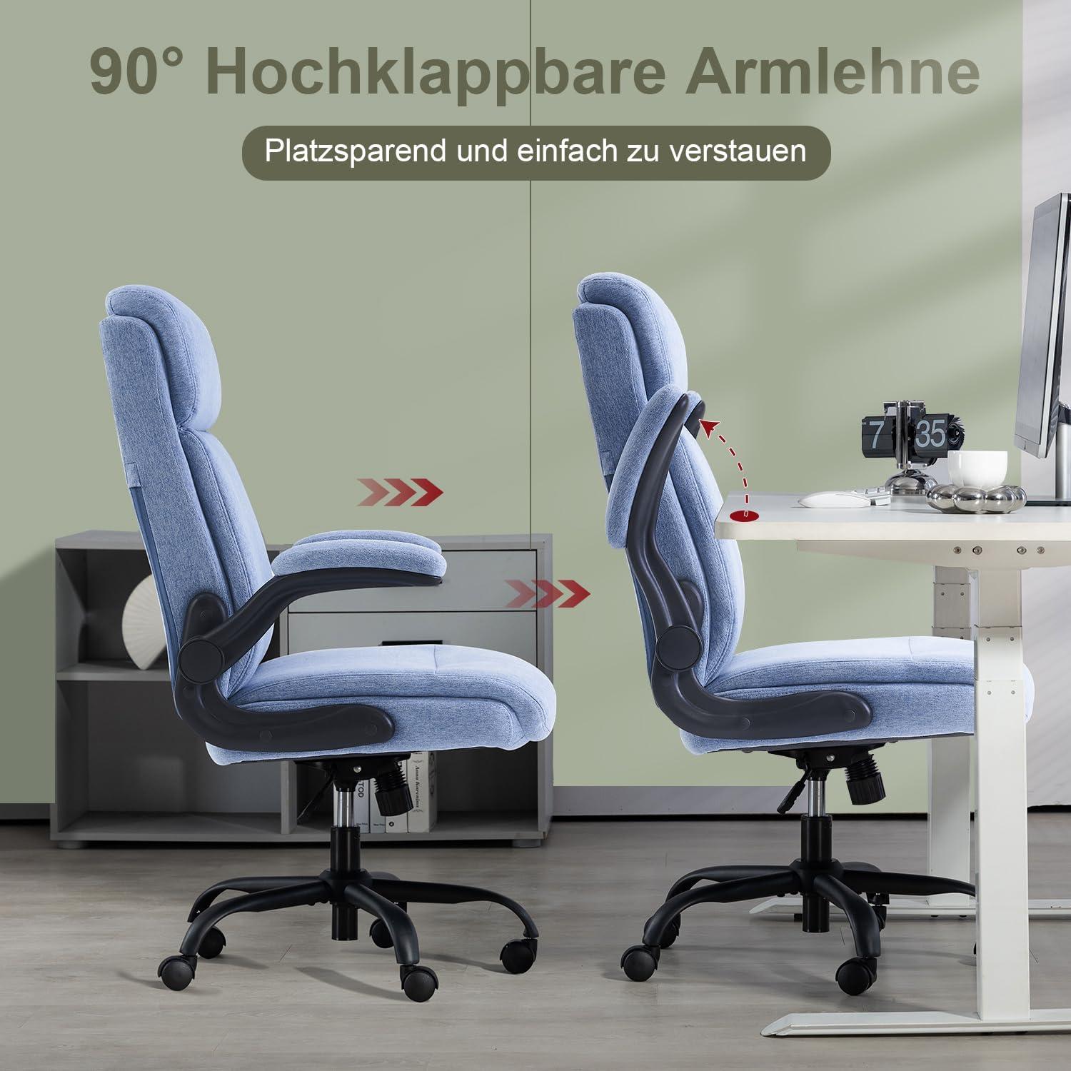 Ergonomischer Bürostuhl Schreibtischstuhl mit Rückenlehne Armlehne Blau 150kg