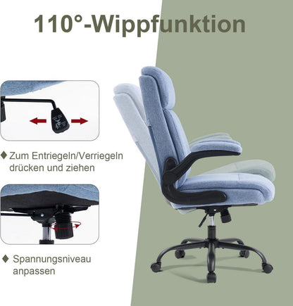 Ergonomischer Bürostuhl Schreibtischstuhl mit Rückenlehne Armlehne Blau 150kg