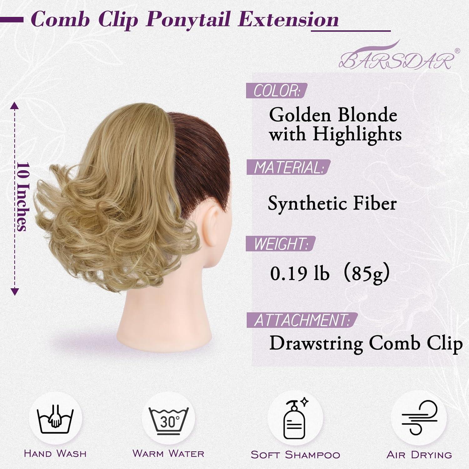 25cm Welliger Pferdeschwanz Haarteil Goldene Blond