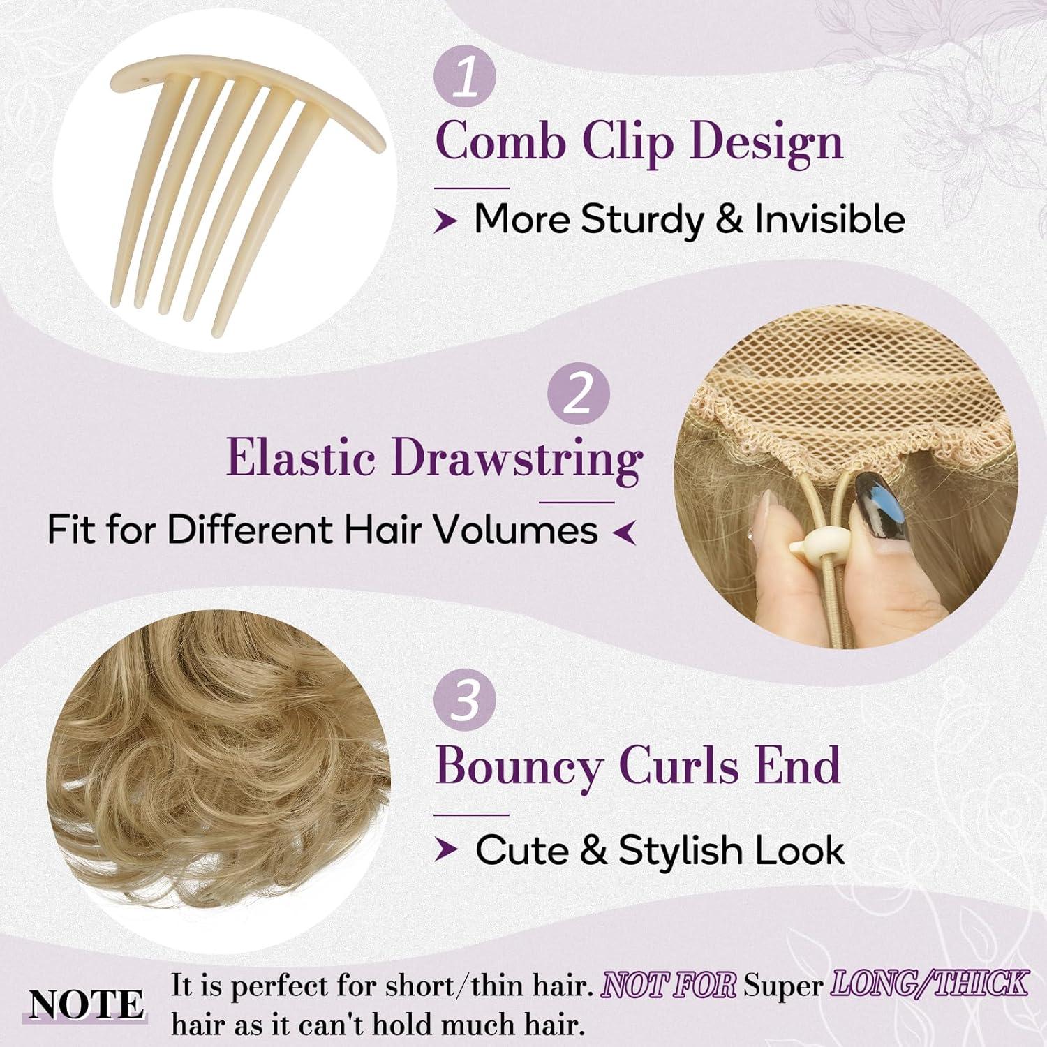 25 cm Wellige Pferdeschwanz Zopf Extensions Goldene Blond Highlights