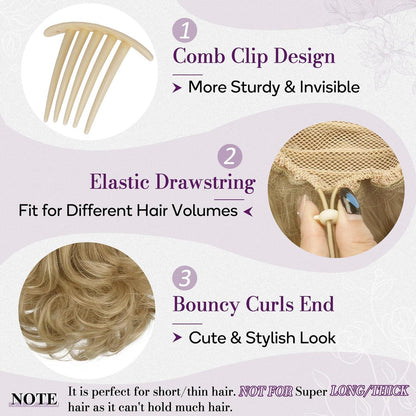 25 cm Wellige Pferdeschwanz Zopf Extensions Goldene Blond Highlights