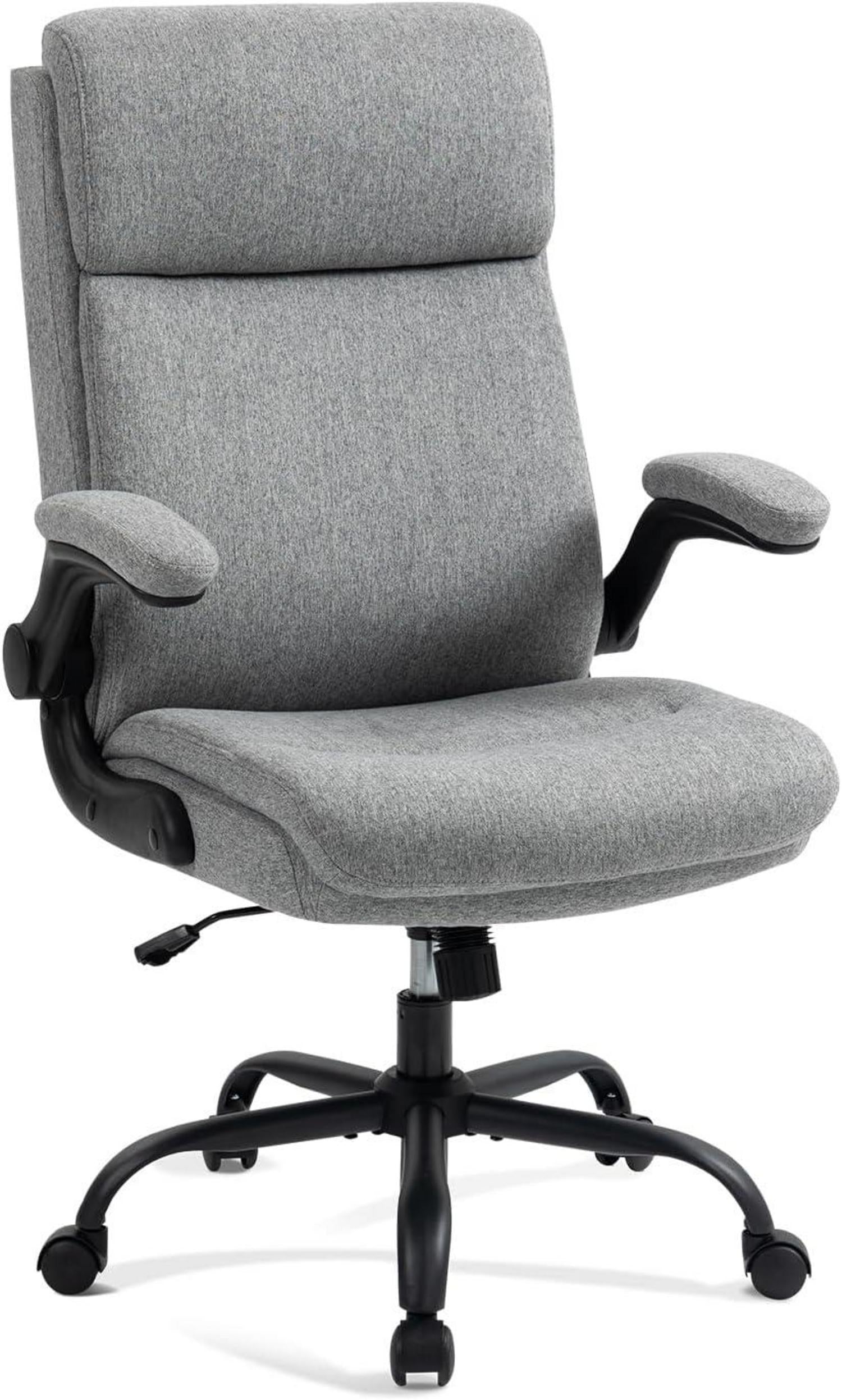 Ergonomischer Bürostuhl mit Wippfunktion und Armlehne - 150 kg - Grau
