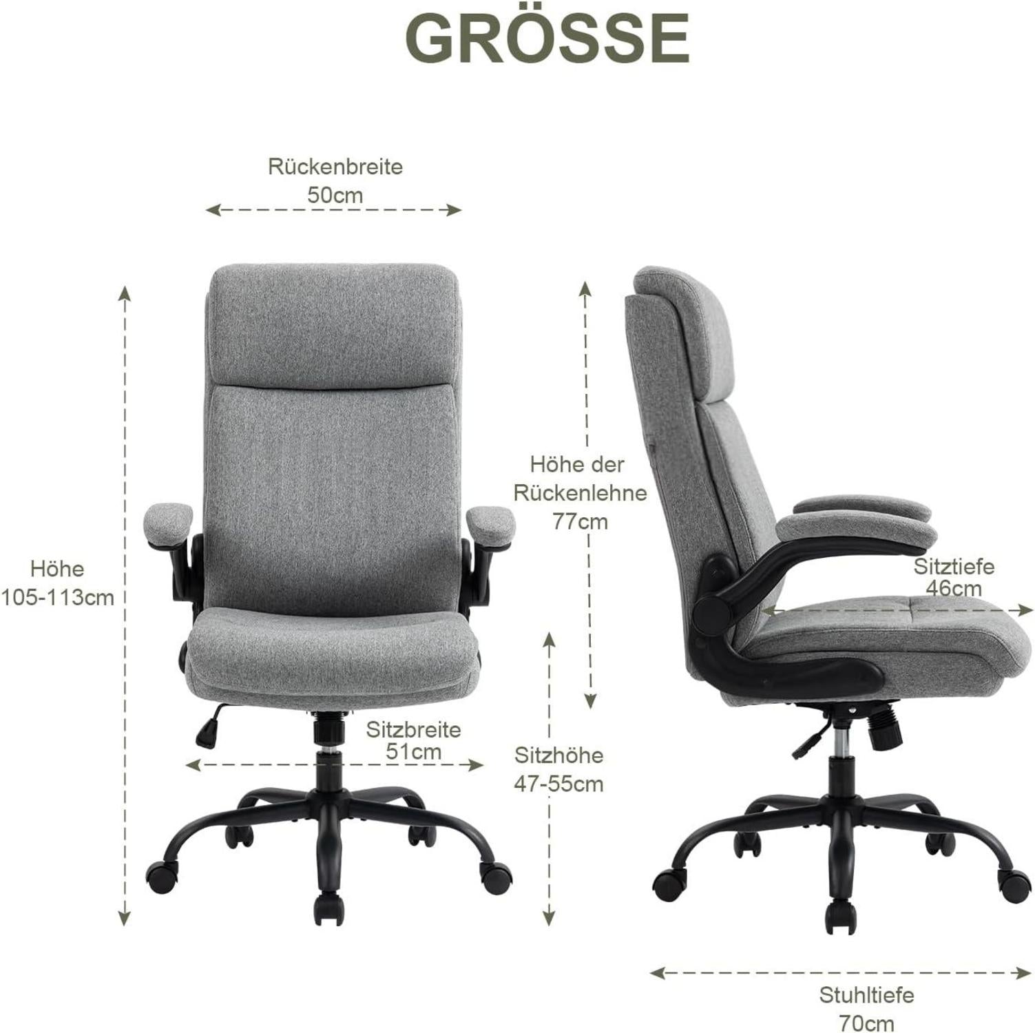Ergonomischer Bürostuhl mit Rückenlehne - Höhenverstellbar