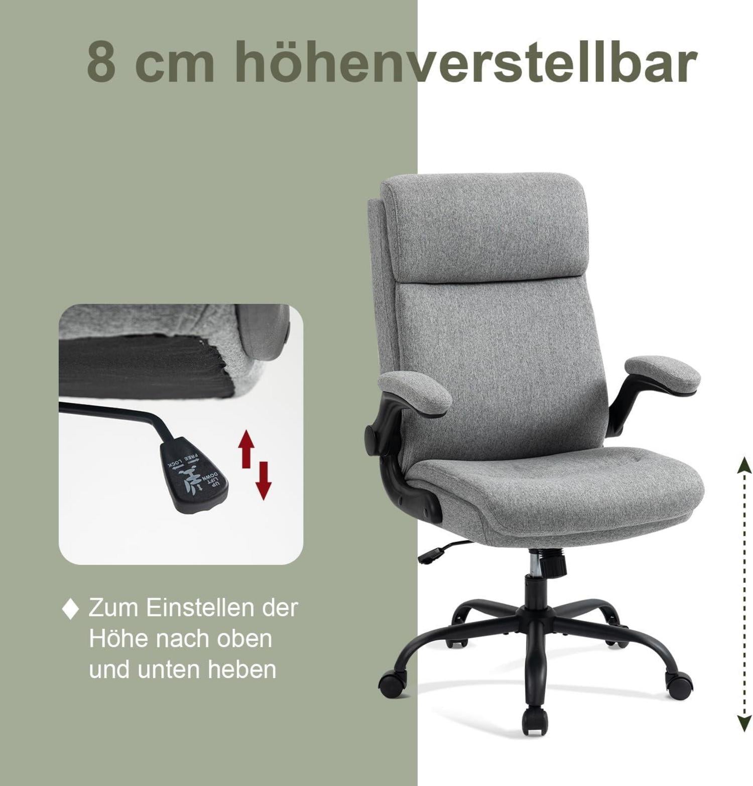 Ergonomischer Bürostuhl Rückenlehne Armlehne Höhenverstellbar