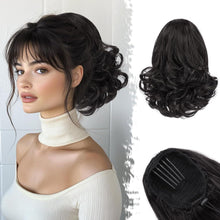 Haarverlängerung mit Kordelzug 25cm Schwarz Braun